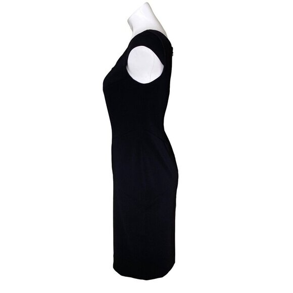 Jay Godfrey Black Cocktail Dress, Asymmetrical Neck Cap Sleeves Women's Size 8 - Picture 6 of 9